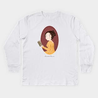 Cute Elizabeth Bennet Reading Illustration Kids Long Sleeve T-Shirt